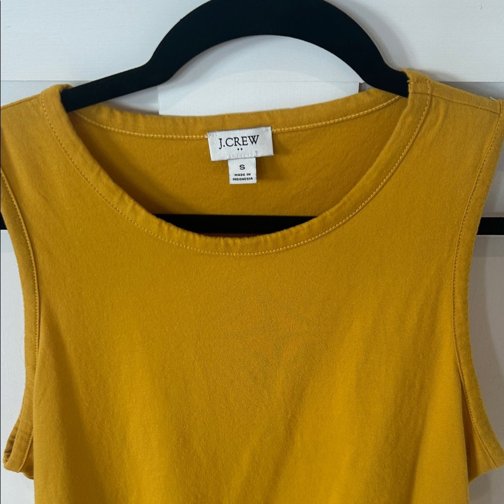 J. Crew Mustard Yellow Sleeveless Tank with Eyelet Ruffle Hem - Picture 2 of 4